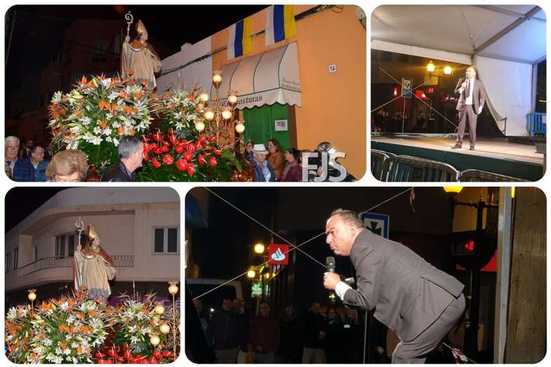 Momento de la procesión de esta noche y de la actuación de Maestro Florido (Foto TA)